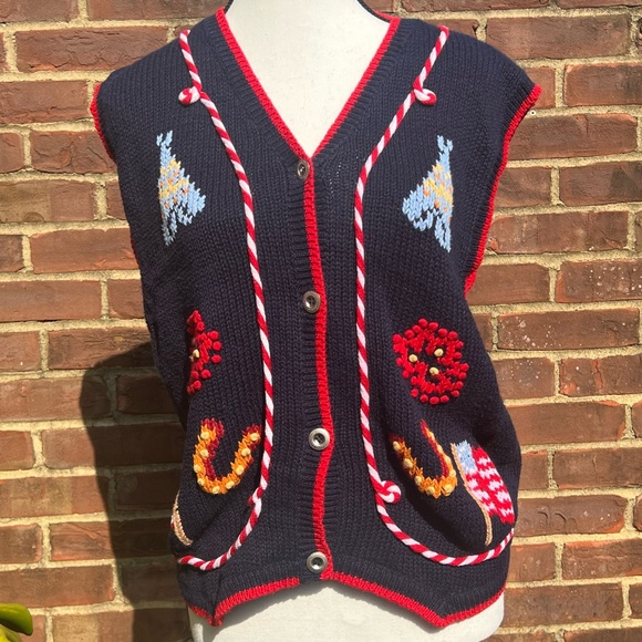The Eagles Eye Women’s Vintage Sweater Vest Sz Eclectic Grandpa Vintage 90s Fall - Picture 1 of 10